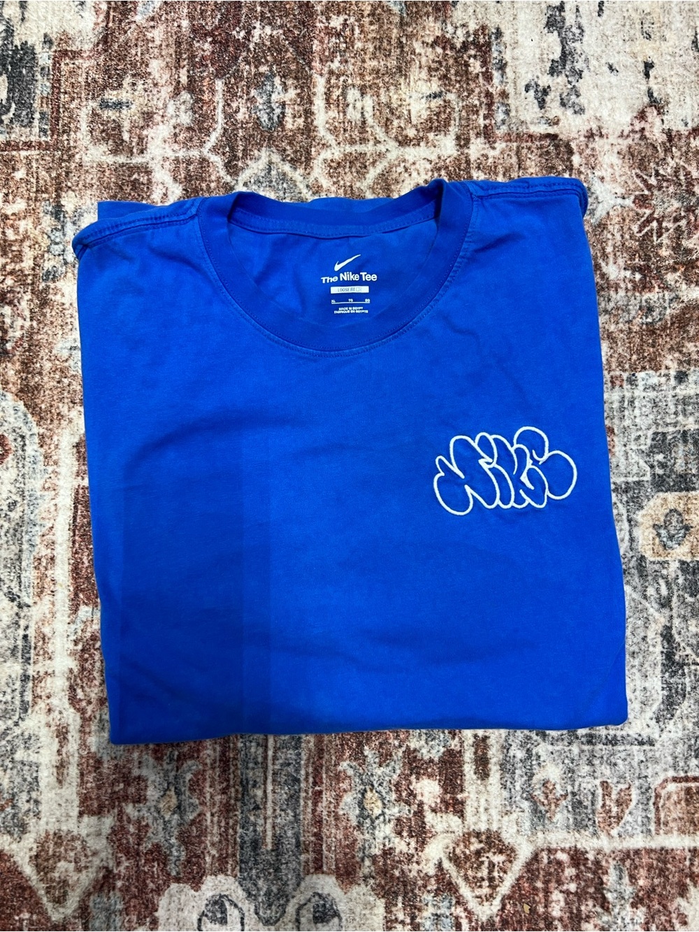 Nike Men's Cobalt Blue Crewneck Tee with White Outline Graphic